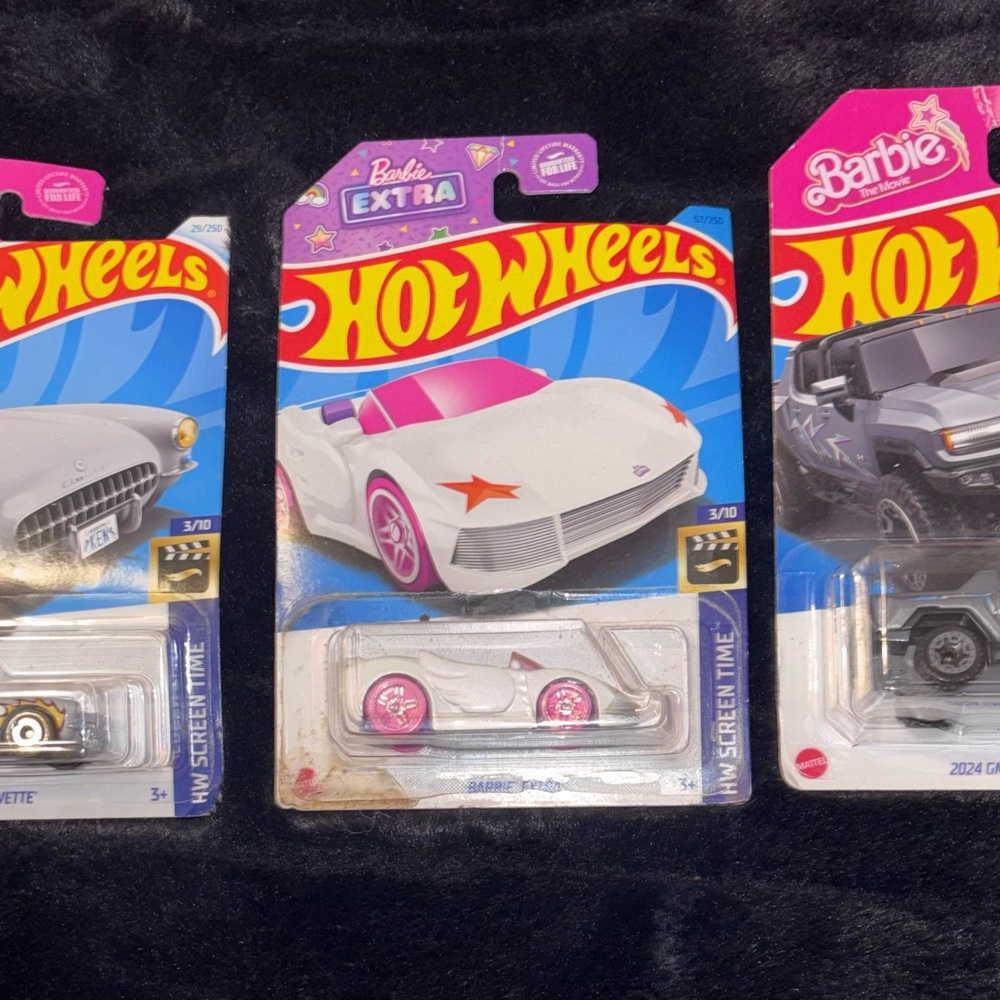 Hot Wheels Barbie bundle Extra White & Pink Sports Car - Kids Toy Vehicle